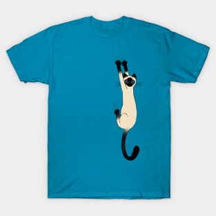 Siamese Cat Hanging On Funny Cat Holding on with Claws T-Shirt